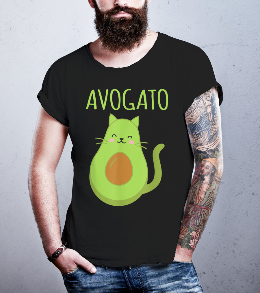 Avogato Funny Cat Avocado Kawaii T-Shirt
