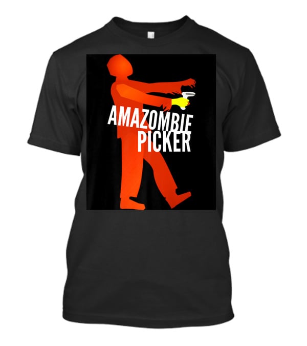 Amazombie Picker Walking Zombie Silhouette With Coffee Cup T-Shirt