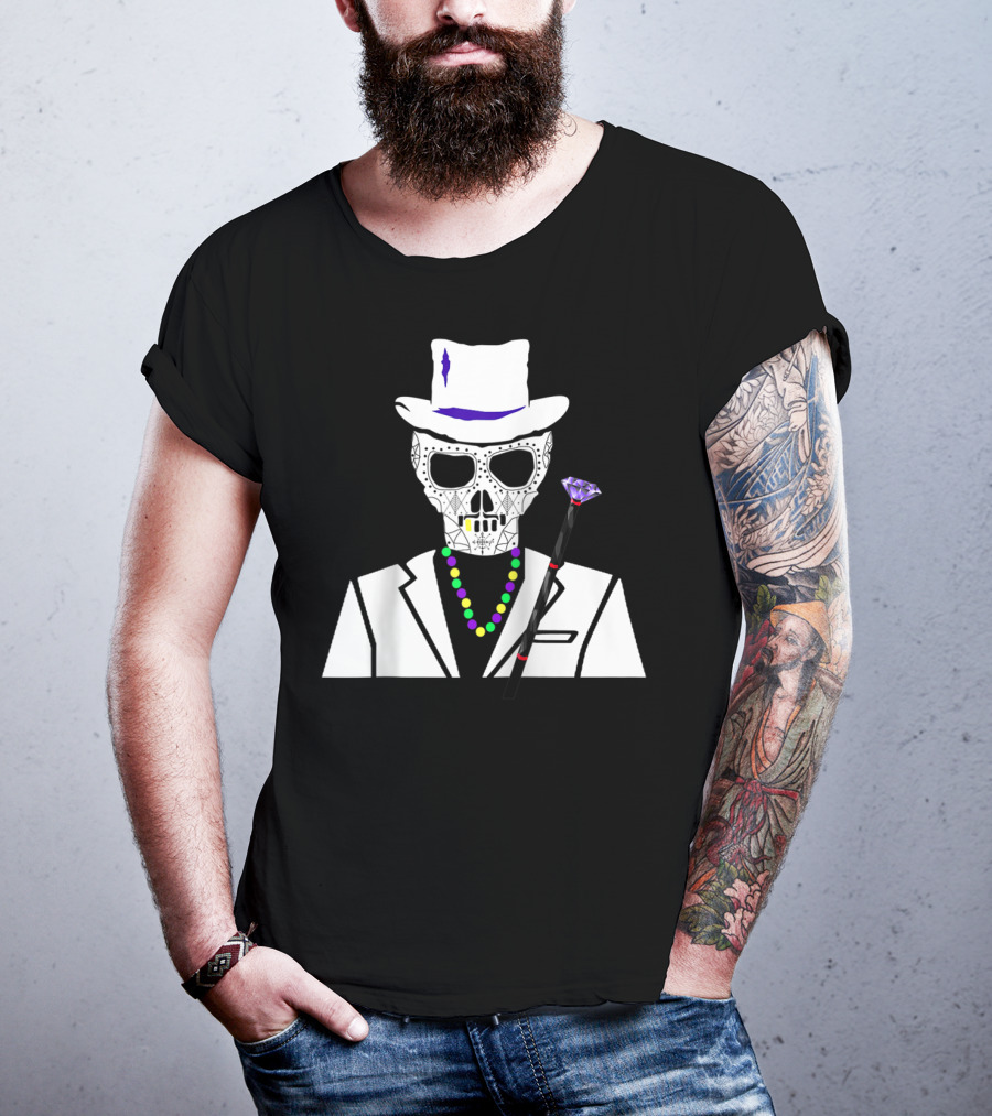 Baron Samedi Voodoo Skeleton With Top Hat And Beads T-Shirt