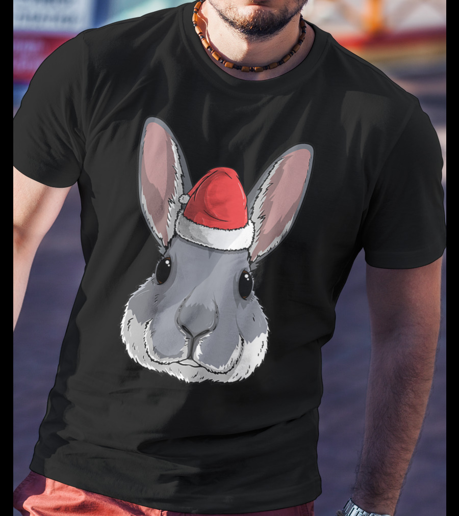 Bunny Rabbit Santa Claus Hat Christmas Xmas Festive Holiday Rabbit T-Shirt