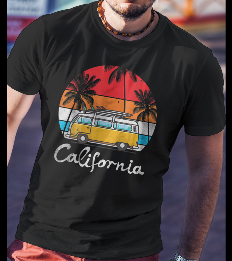 California Surf Van Vintage Sunset Retro T-Shirt
