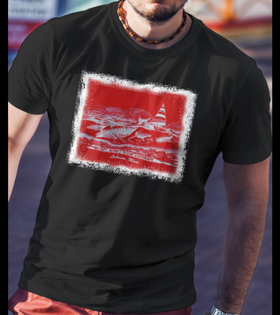 Captain Nemo's Ocean Emporium Lahaina Maui Nautical Adventure Scene T-Shirt