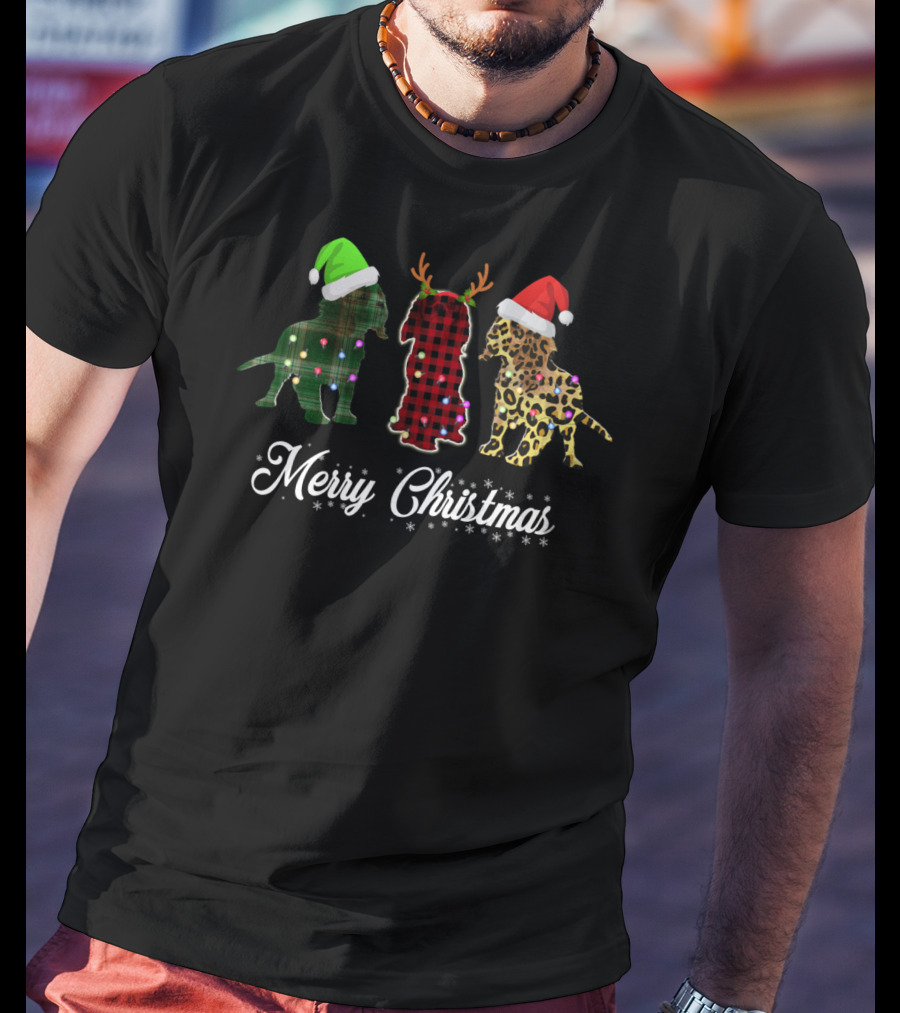 Merry Christmas Cavalier King Charles Spaniel Trio Santa Hats Antlers T-Shirt