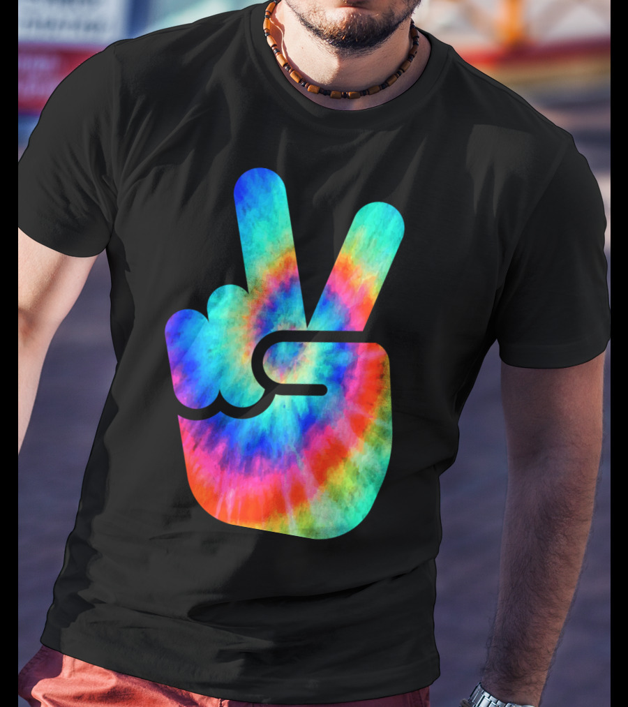 Cool Tie Dye Peace Hand T-Shirt