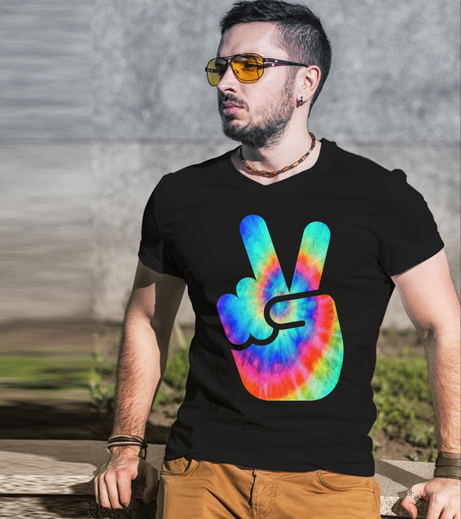 Cool Tie Dye Peace Hand T-Shirt