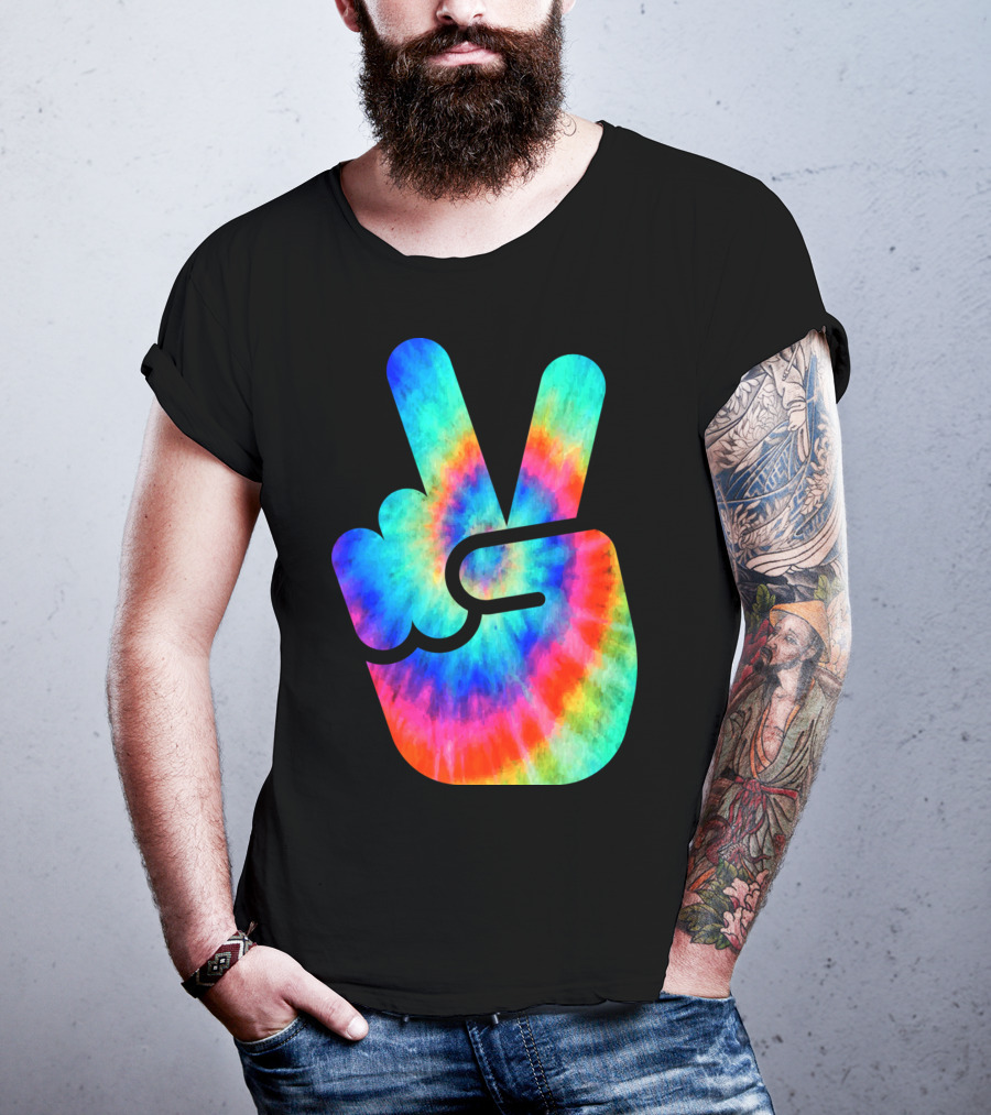 Cool Tie Dye Peace Hand T-Shirt