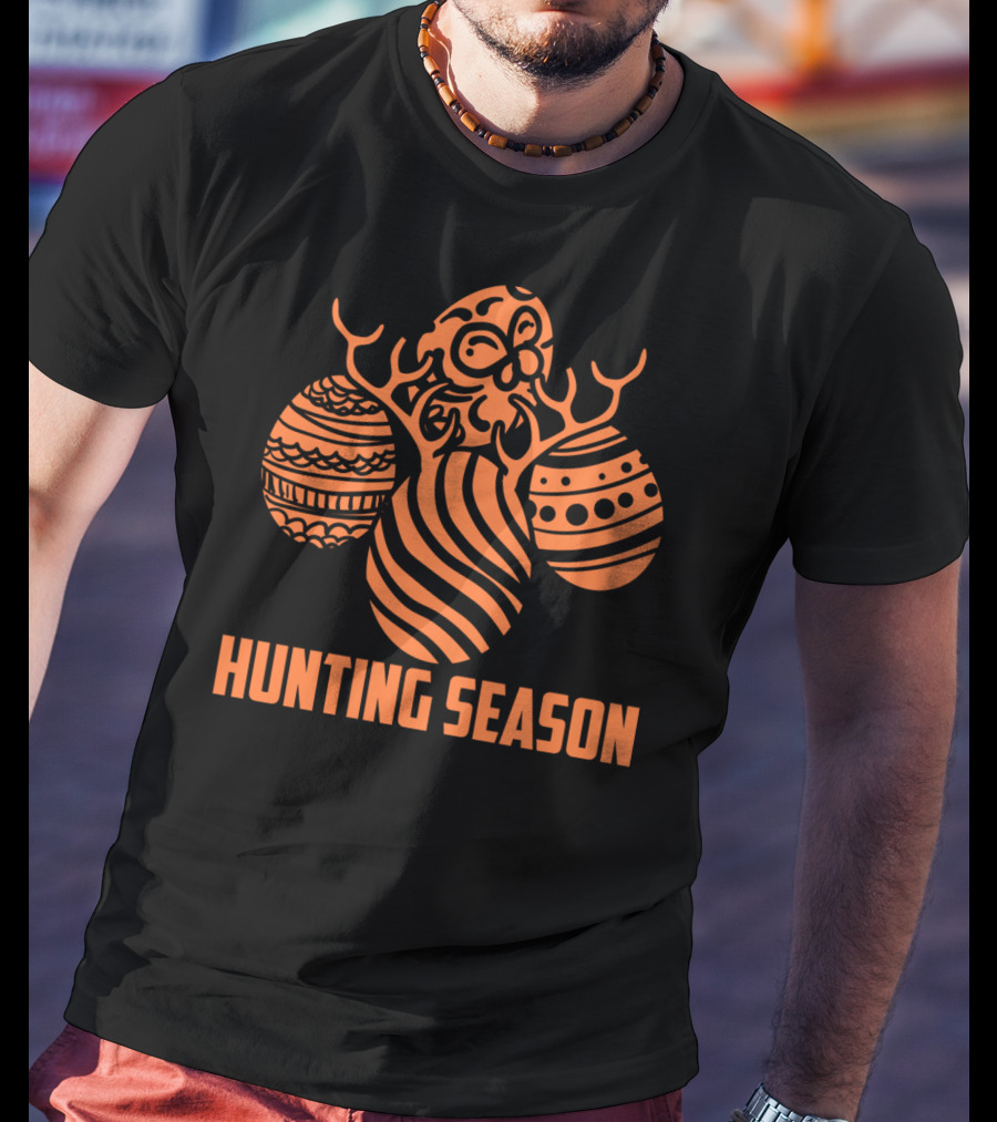 Hunting Season Funny Easter Egg Antlers T-Shirt