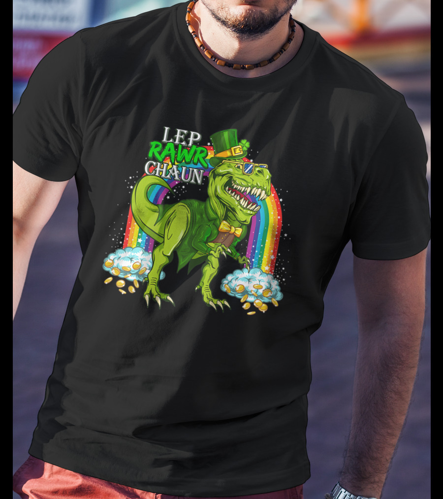 LEP RAWR CHAUN T-Rex Rainbow Coins T-Shirt