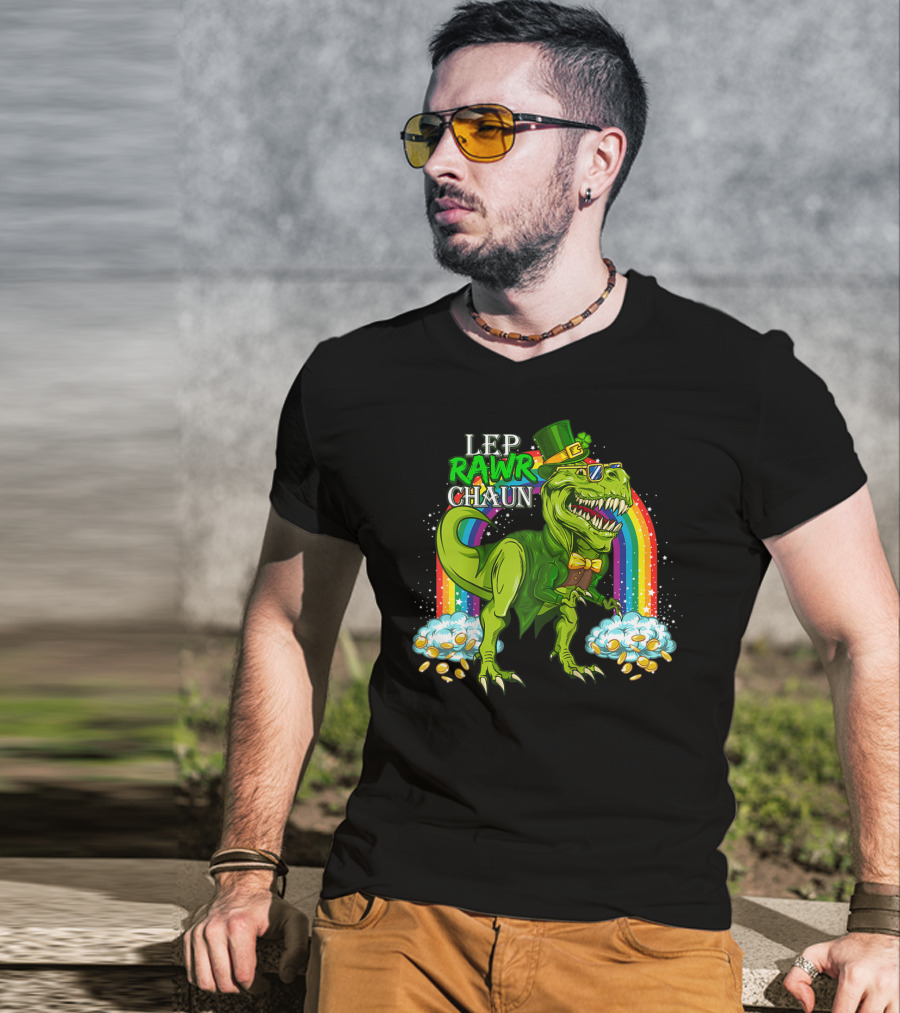 LEP RAWR CHAUN T-Rex Rainbow Coins T-Shirt