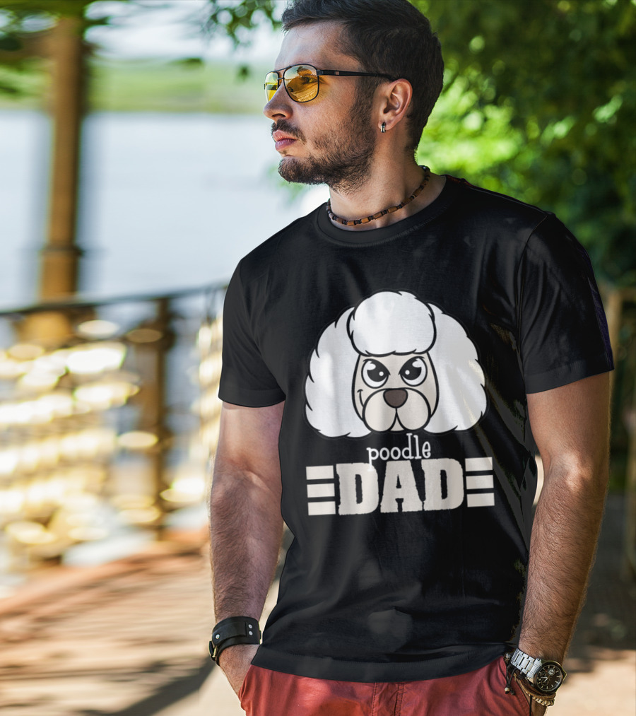 Poodle Dad Face Graphic With Text T-Shirt