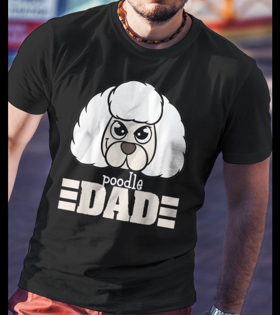 Poodle Dad Face Graphic With Text T-Shirt