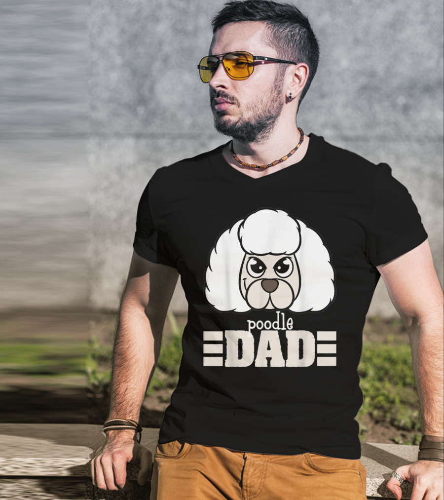 Poodle Dad Face Graphic With Text T-Shirt
