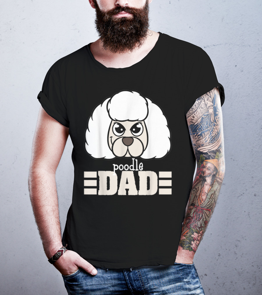 Poodle Dad Face Graphic With Text T-Shirt