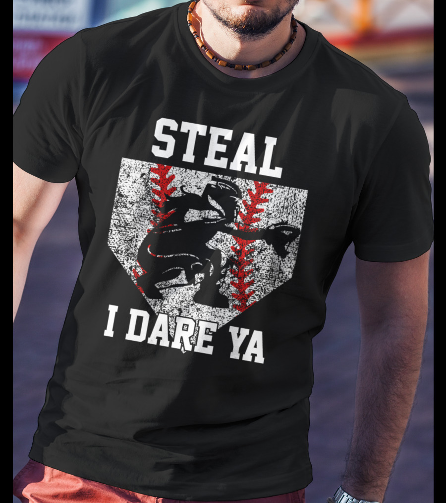 Steal I Dare Ya Girls Softball Catcher T-Shirt