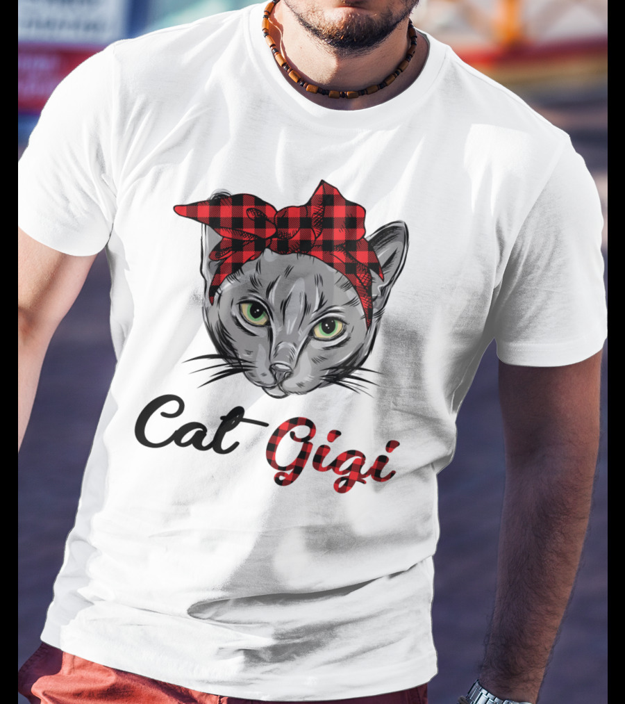 Cat Gigi Buffalo Plaid Grandma Pet T-Shirt