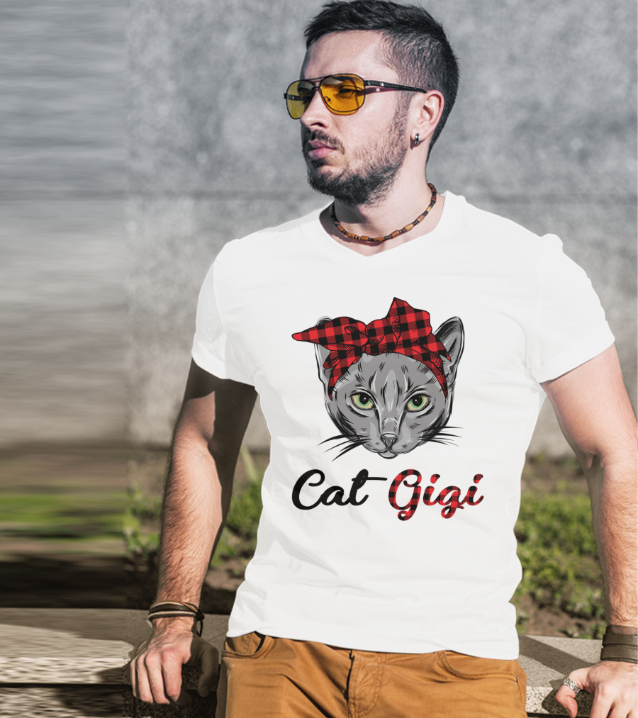 Cat Gigi Buffalo Plaid Grandma Pet T-Shirt