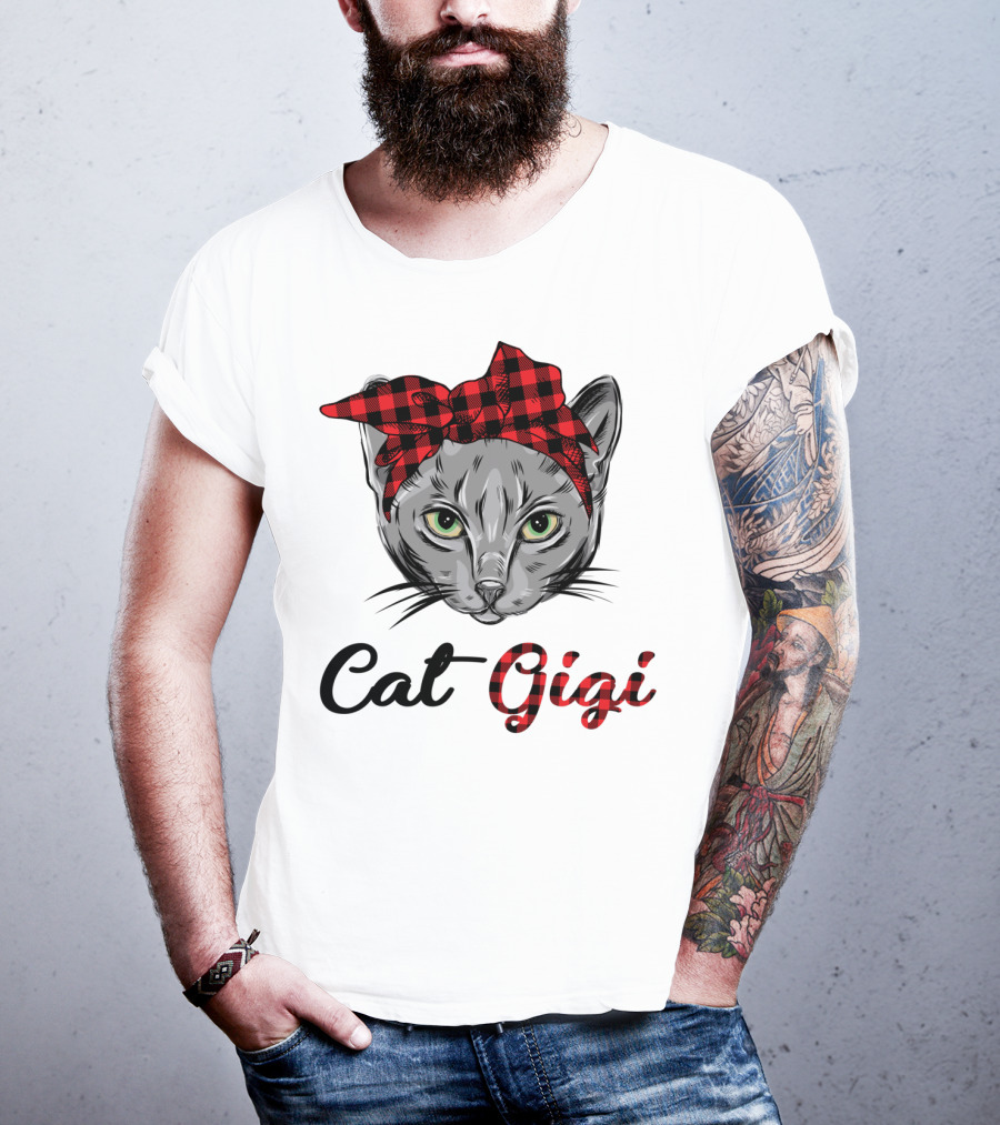 Cat Gigi Buffalo Plaid Grandma Pet T-Shirt