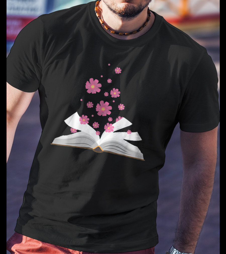 I Love The Aroma Of The Paper Reading With Blossoming Open Book And Floating Flowers T-Shirt