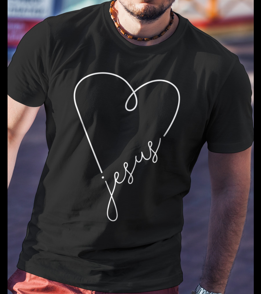 Jesus Script Heart Christian T-Shirt