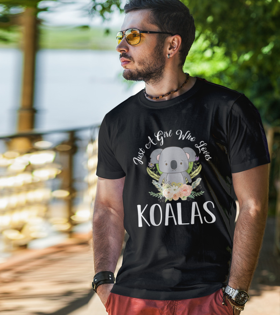 Just A Girl Who Loves Koalas Floral Koala Bear Animal T-Shirt