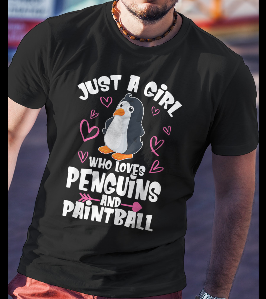 Just A Girl Who Loves Penguins And Paintball Hearts Arrow T-Shirt