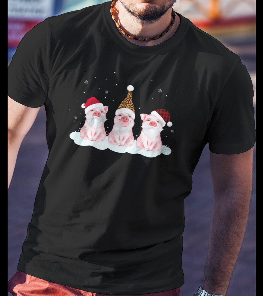 Pig Trio In Santa Hats Just Hangin' With My Santas T-Shirt