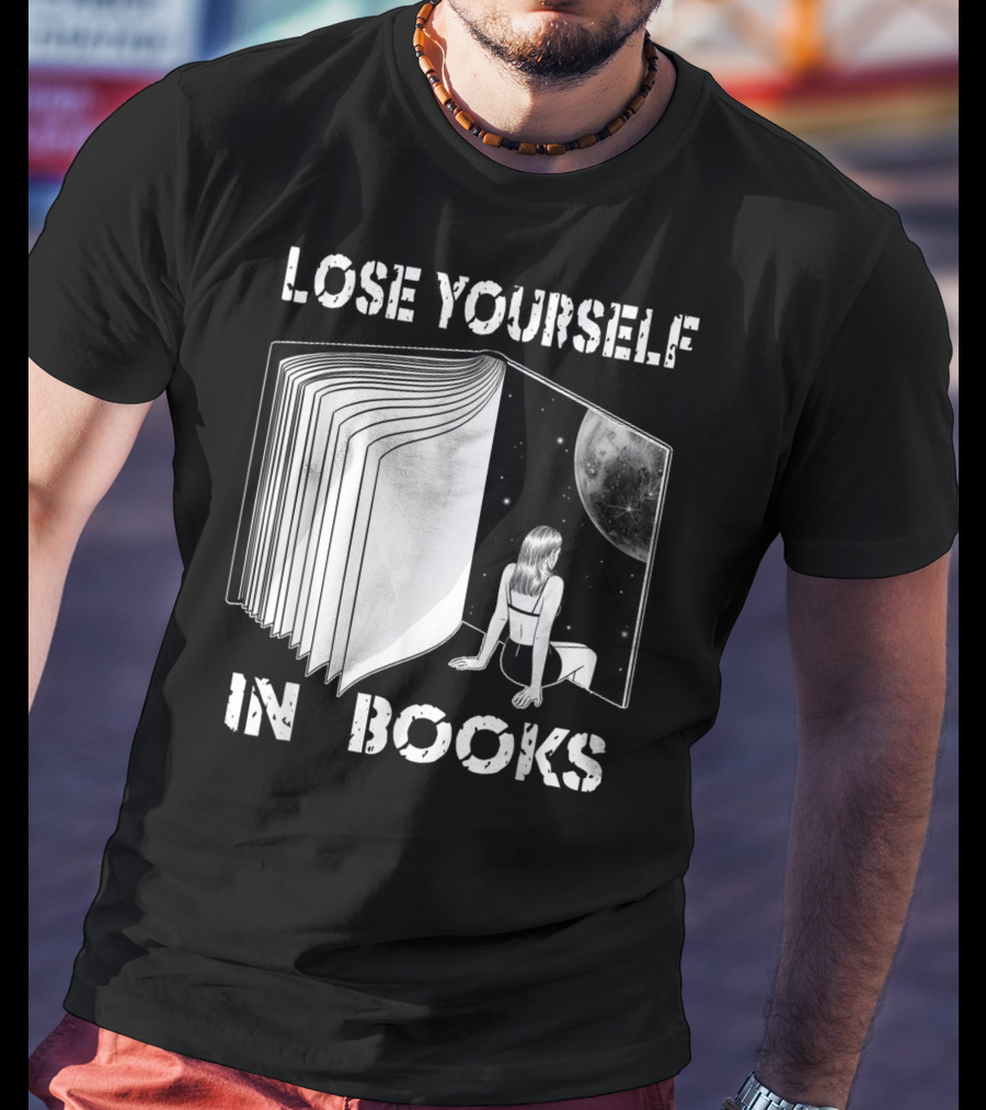 Lose Yourself In Books Reading Galaxy Escape Moon T-Shirt