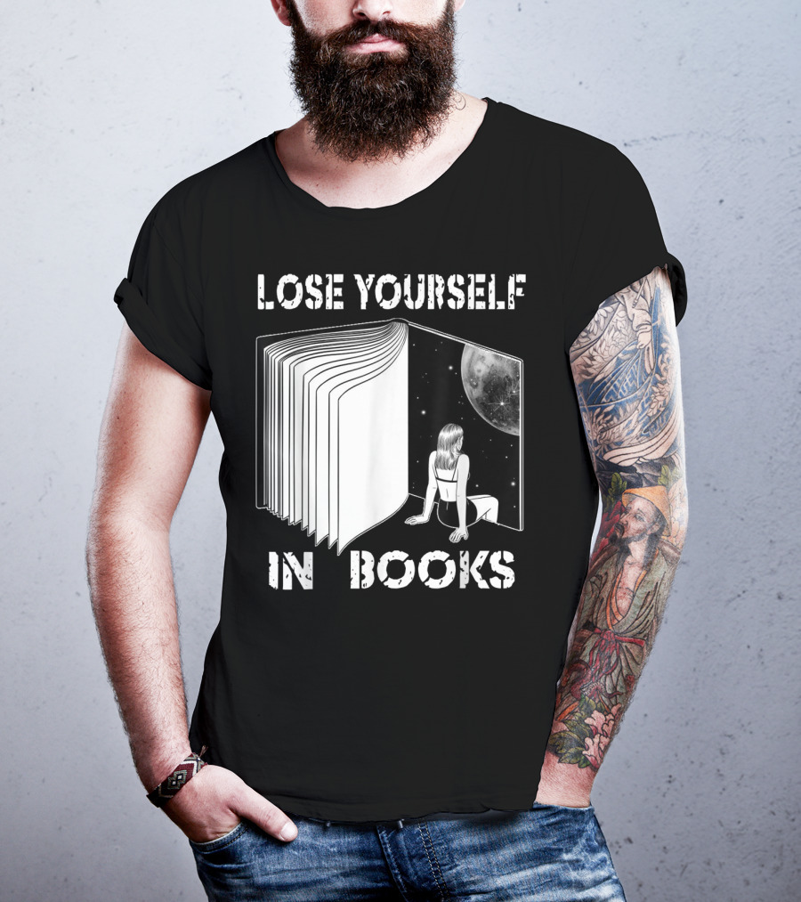 Lose Yourself In Books Reading Galaxy Escape Moon T-Shirt