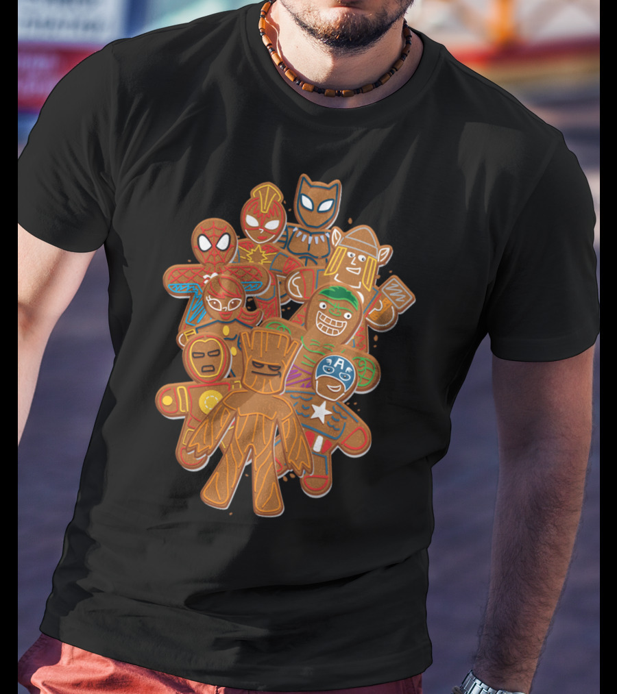 Marvel Avengers Superhero Gingerbread Cookie Cluster T-Shirt
