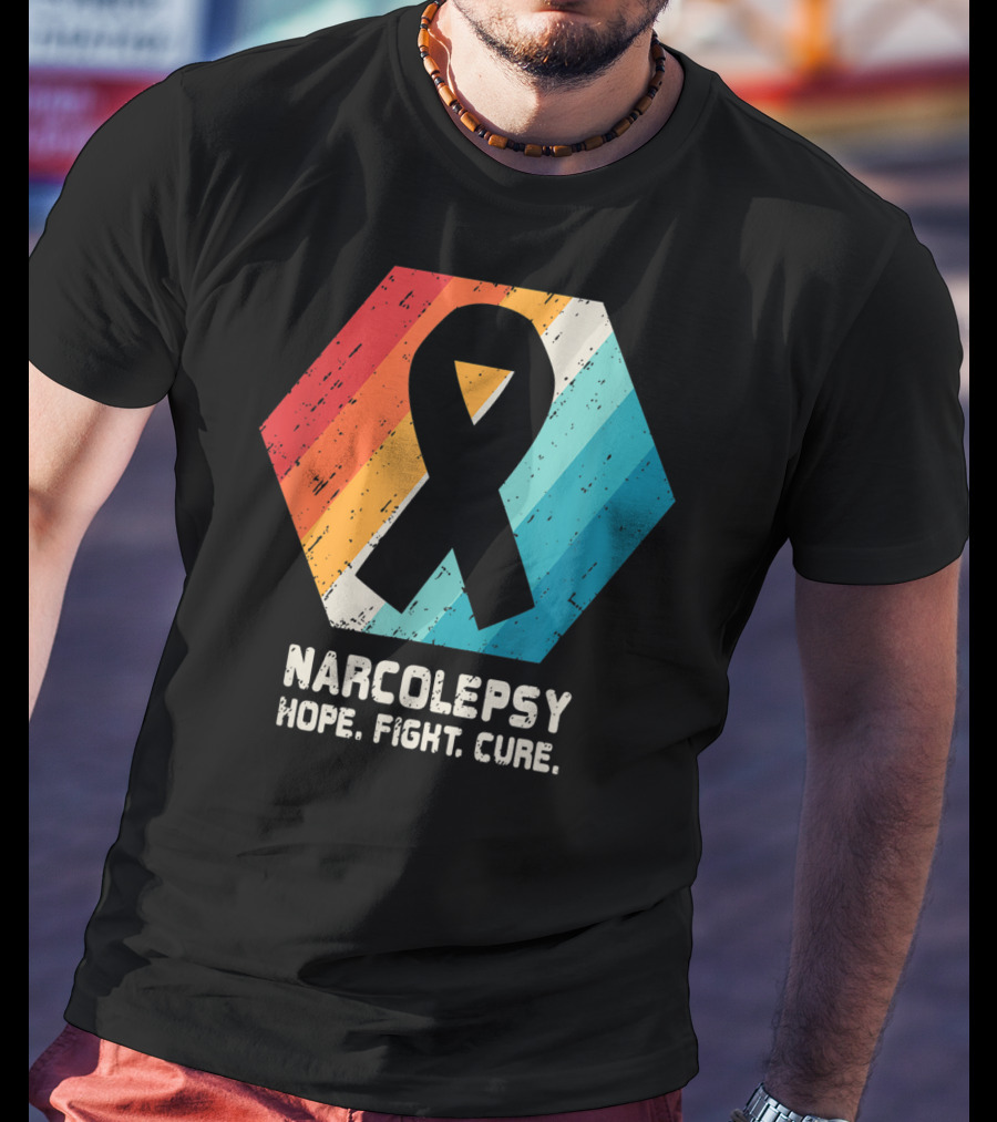 Narcolepsy Hope Fight Cure Ribbon Retro Awareness T-Shirt