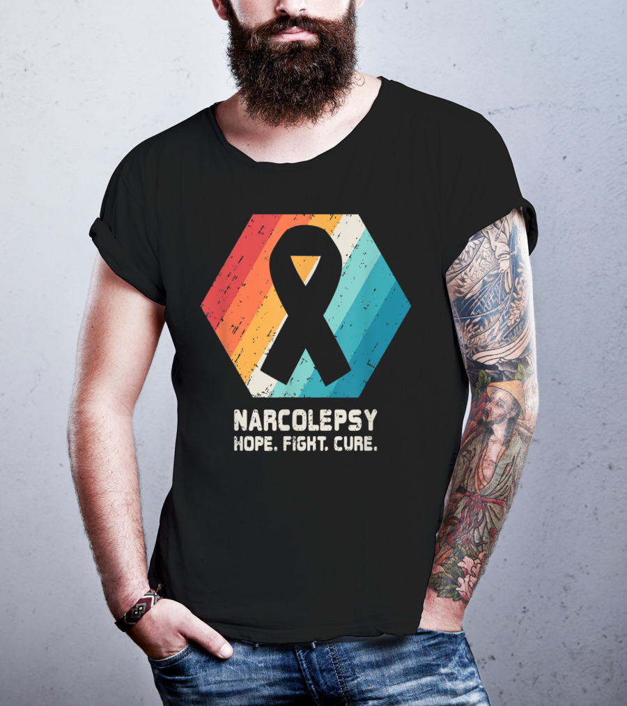 Narcolepsy Hope Fight Cure Ribbon Retro Awareness T-Shirt