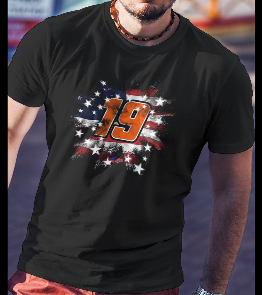 Nascar 19 Martin Truex Jr American Flag Fireworks T-Shirt