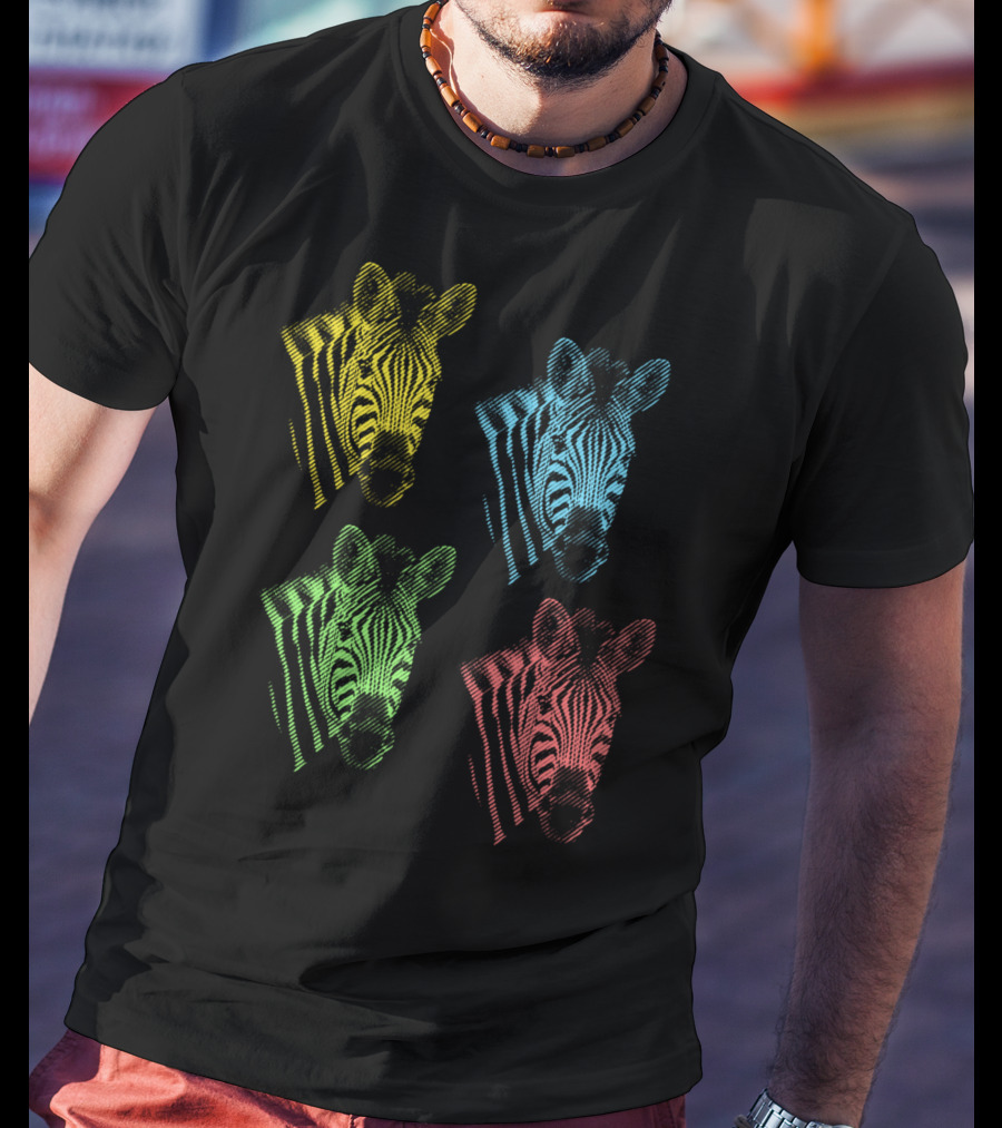 Four Colorful Zebra Pop Art Portraits T-Shirt