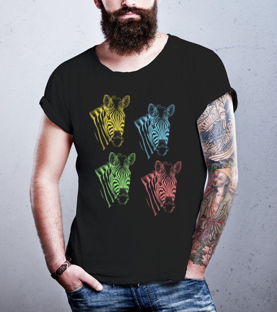 Four Colorful Zebra Pop Art Portraits T-Shirt