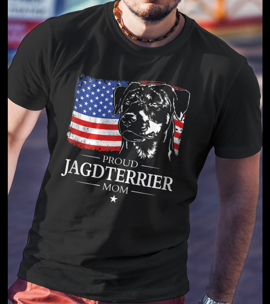 Proud Jagdterrier Mom American Flag T-Shirt