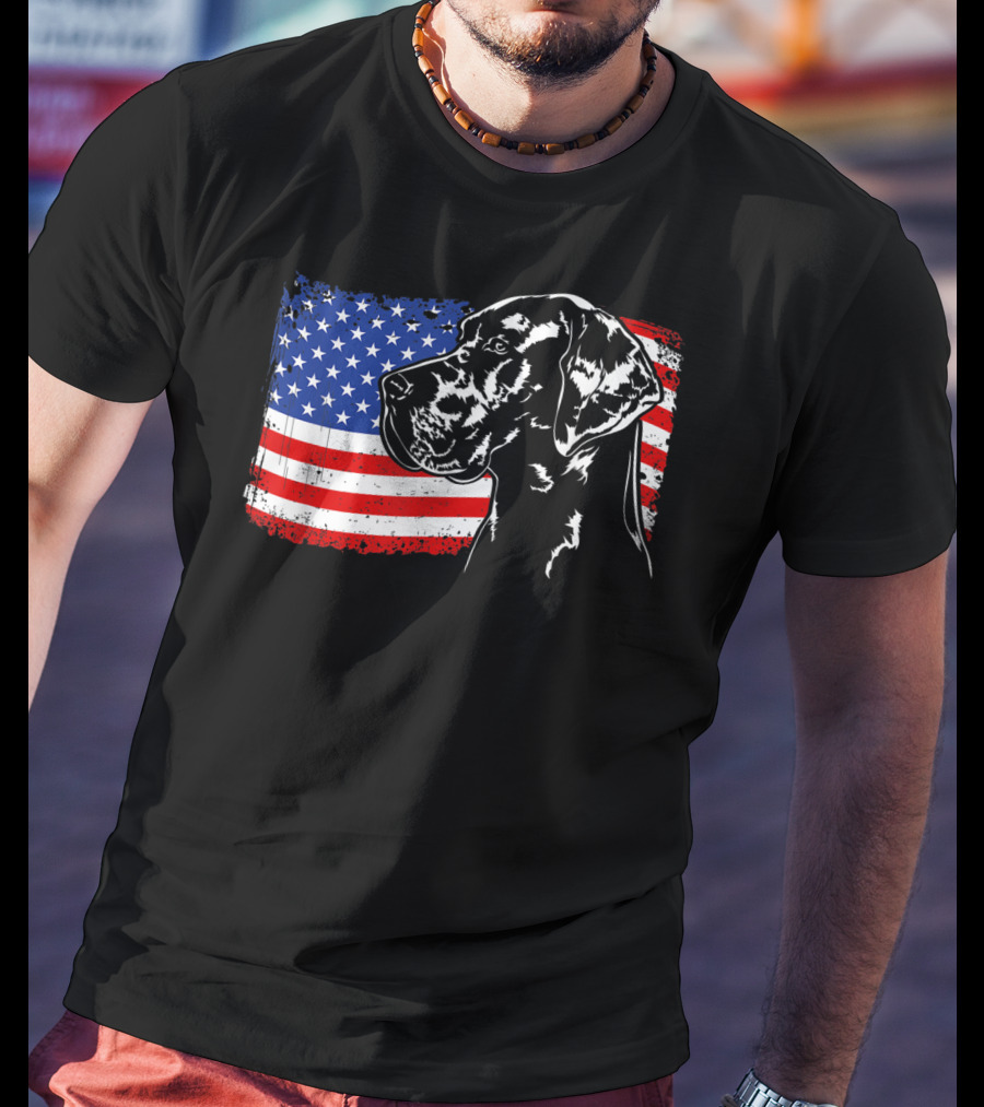 Great Dane American Flag Patriotic Pride T-Shirt