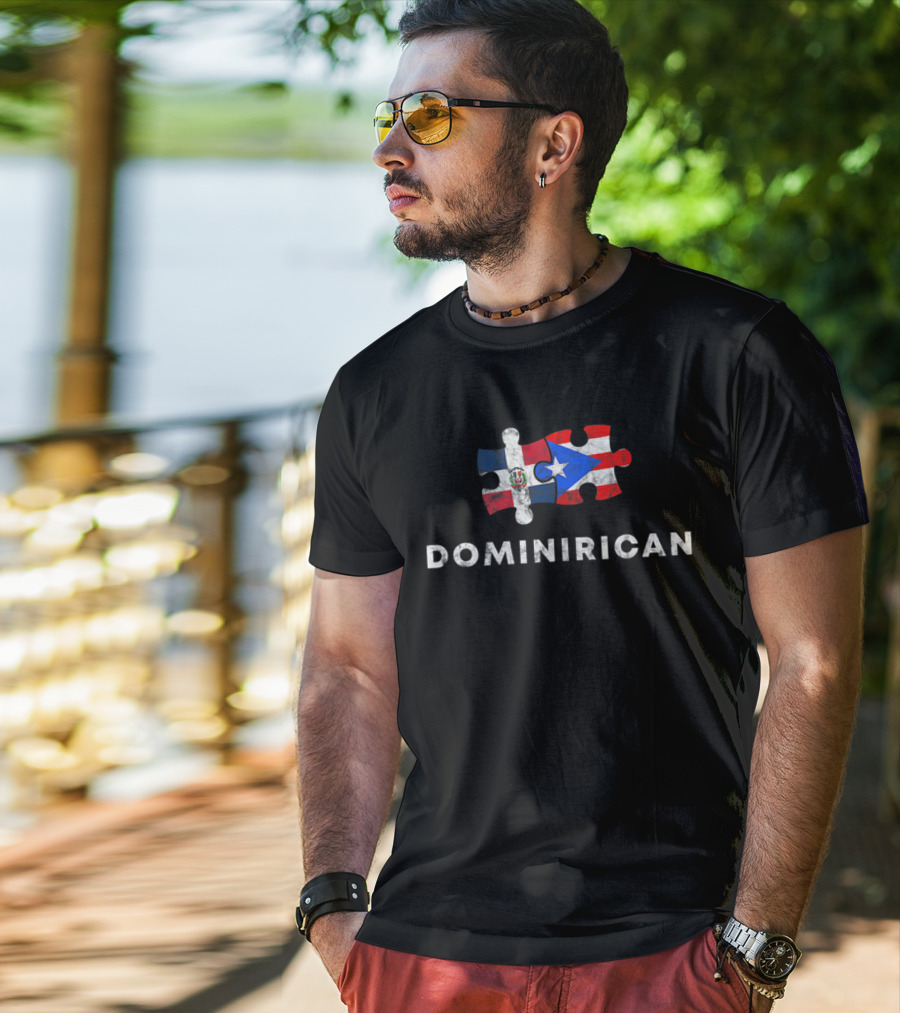Puerto Rican Dominican Puzzle Flag Dominirican Pride T-Shirt