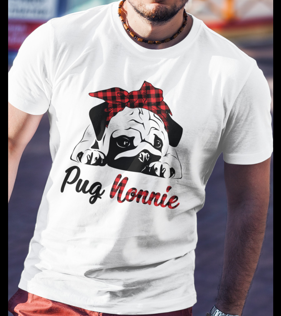 Pug Nonnie Buffalo Check Puppy T-Shirt