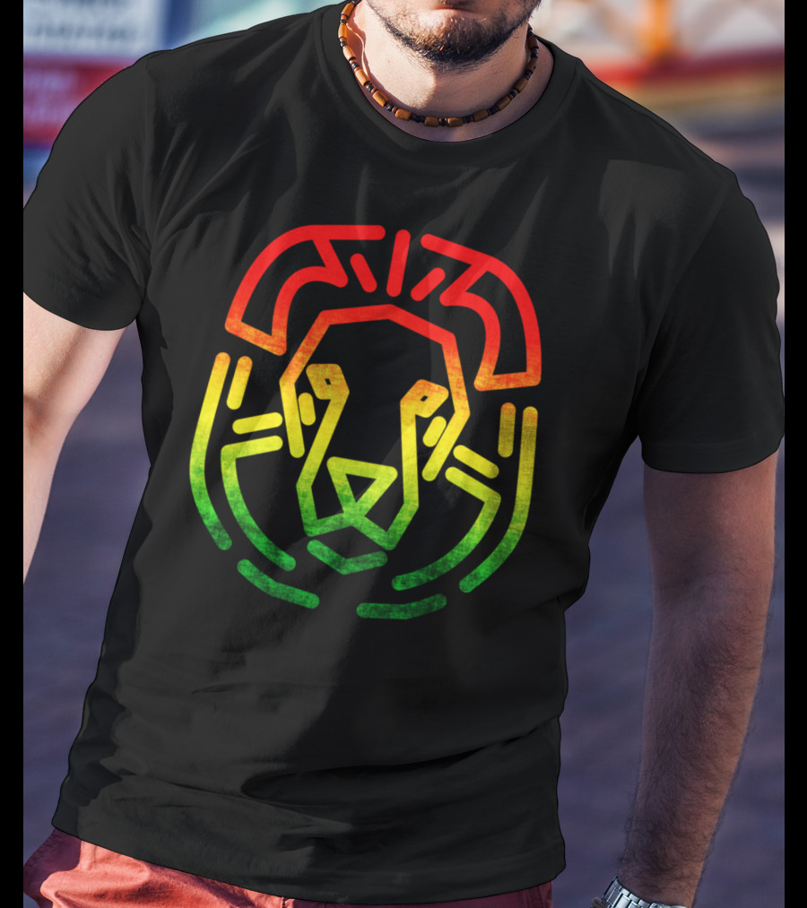 Rasta Flag Reggae Lion Jamaica Geometric T-Shirt