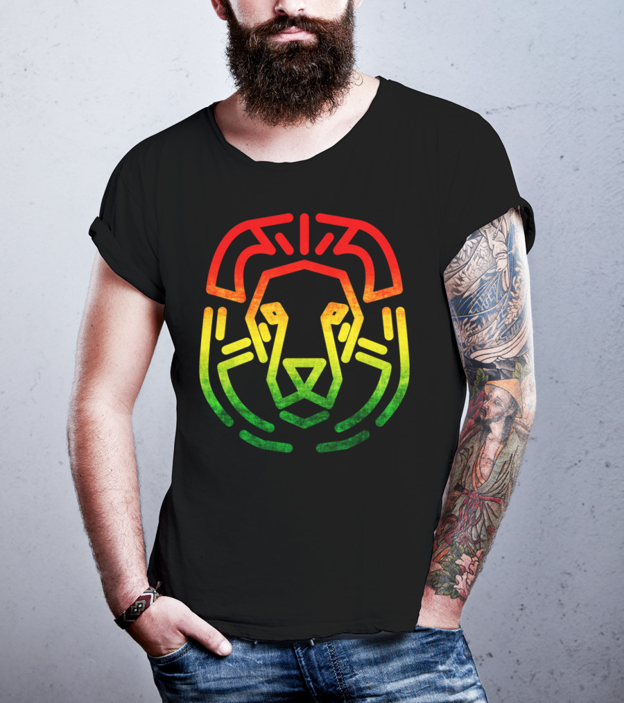 Rasta Flag Reggae Lion Jamaica Geometric T-Shirt