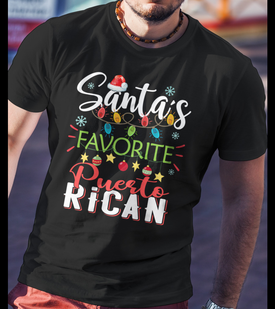 Santa's Favorite Puerto Rican Christmas Lights Festive T-Shirt