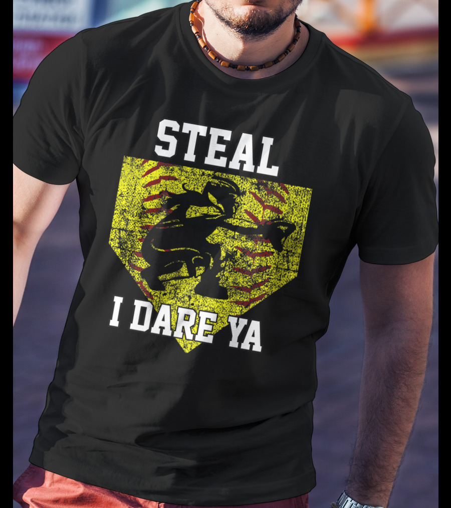 Steal I Dare Ya Softball Catcher Player T-Shirt