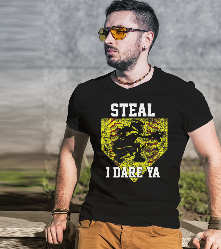 Steal I Dare Ya Softball Catcher Player T-Shirt