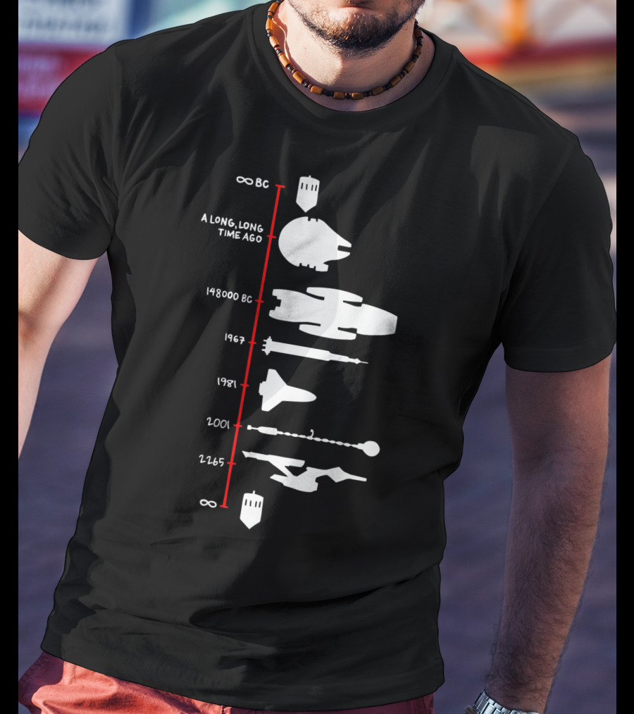 A Long, Long Time Ago Spaceship Timeline Science Fiction Rocket T-Shirt