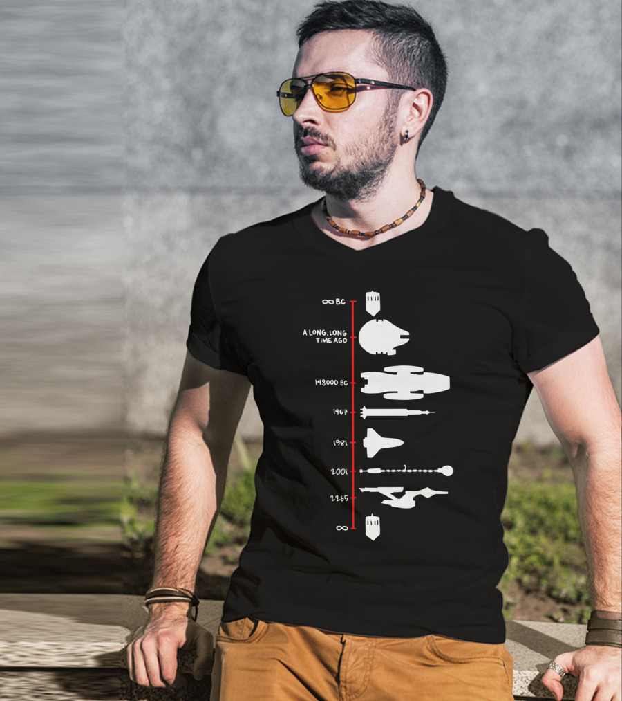 A Long, Long Time Ago Spaceship Timeline Science Fiction Rocket T-Shirt