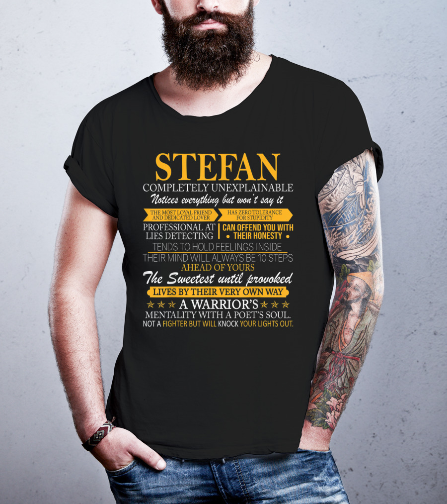 STEFAN Completely Unexplainable Honest Warrior's Mentality Not A Fighter But Will Knock Your Lights Out T-Shirt