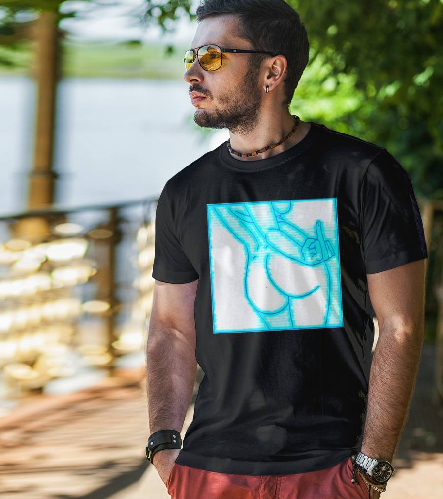 The Finger Middle Gesture Neon Outline T-Shirt