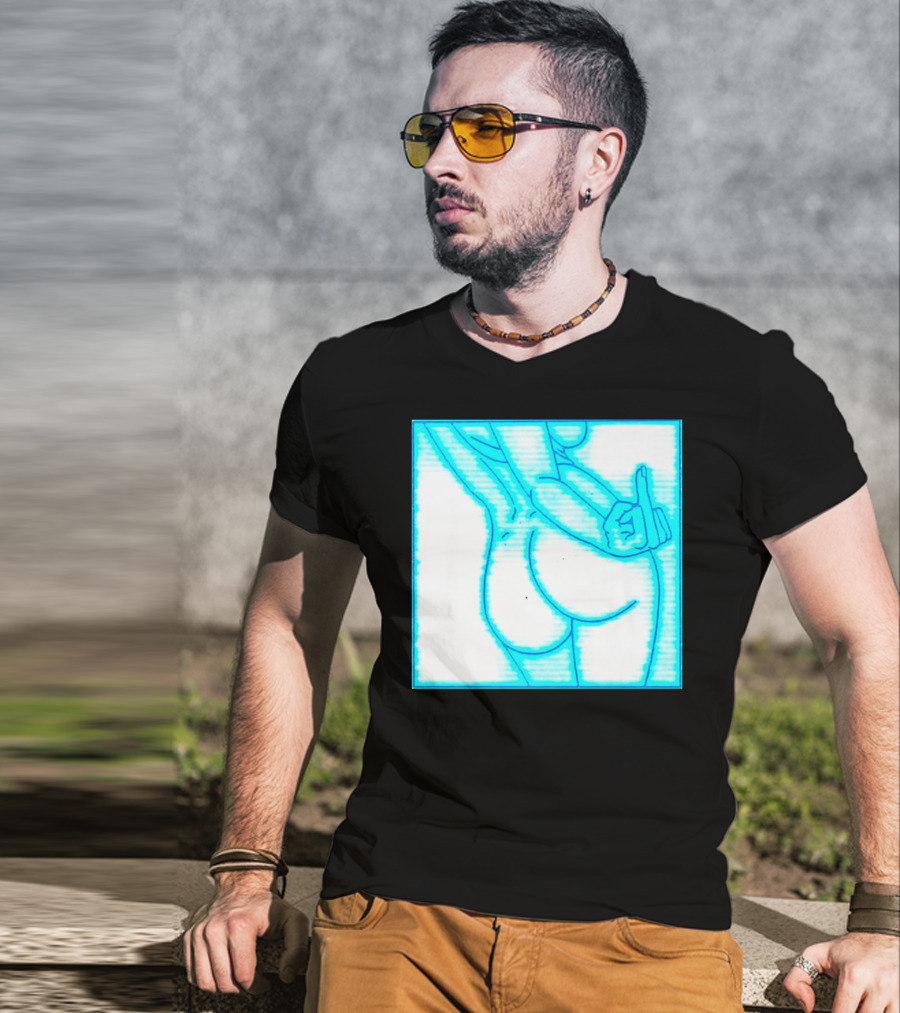 The Finger Middle Gesture Neon Outline T-Shirt