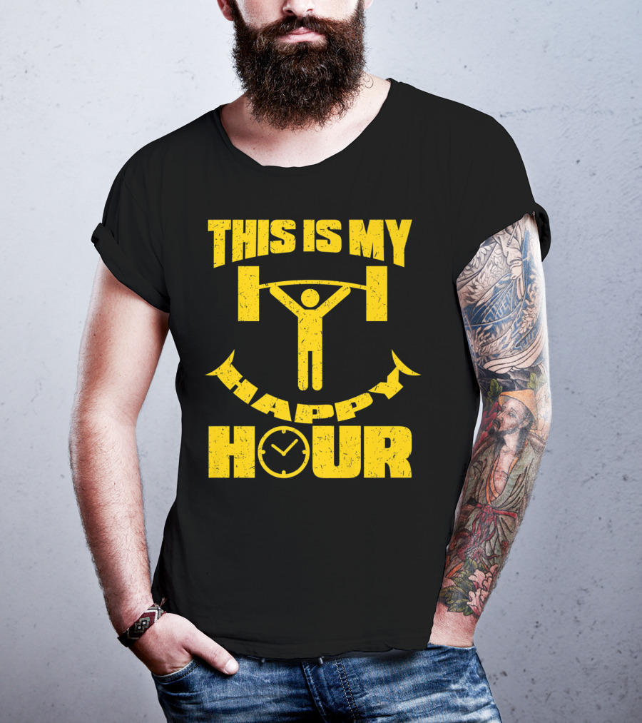 This Is My Happy Hour Weightlifting Workout Clock T-Shirt