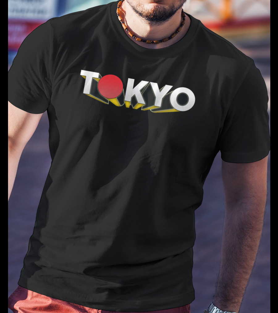 Tokyo Japan Red Circle Dimensional Text T-Shirt